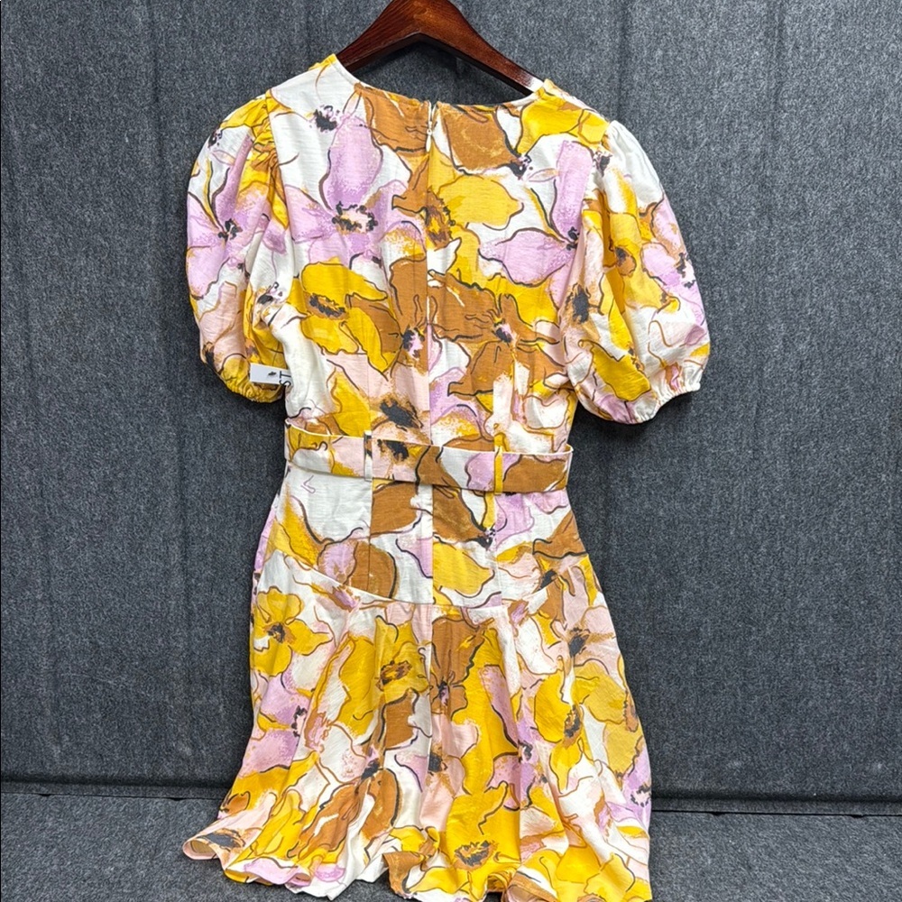 Nine West Yellow Ruffled Wrap Mini Dress - Picture 3 of 6